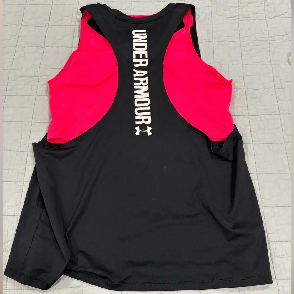 Under Armour Layered‎ Tank Black Pink Logo